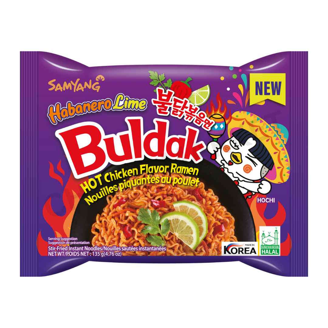 BULDAK Stir-Fried Instant Noodles Habanero Lime Hot Chicken Flavor Ramen 135g
