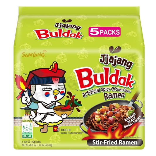 BULDAK Stir-Fried Instant Noodles Jjajang Hot Chicken Flavor Ramen 140g x 5 Packs