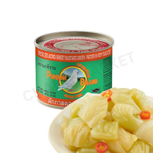 PIGEON Pickled Acrid Sweet Mustard Green Pieces In Soy Sauce 140g