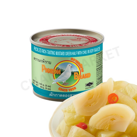 PIGEON Pickled Rich-Tasting Mustard Green Half With Chilli In Soy Sauce 140g